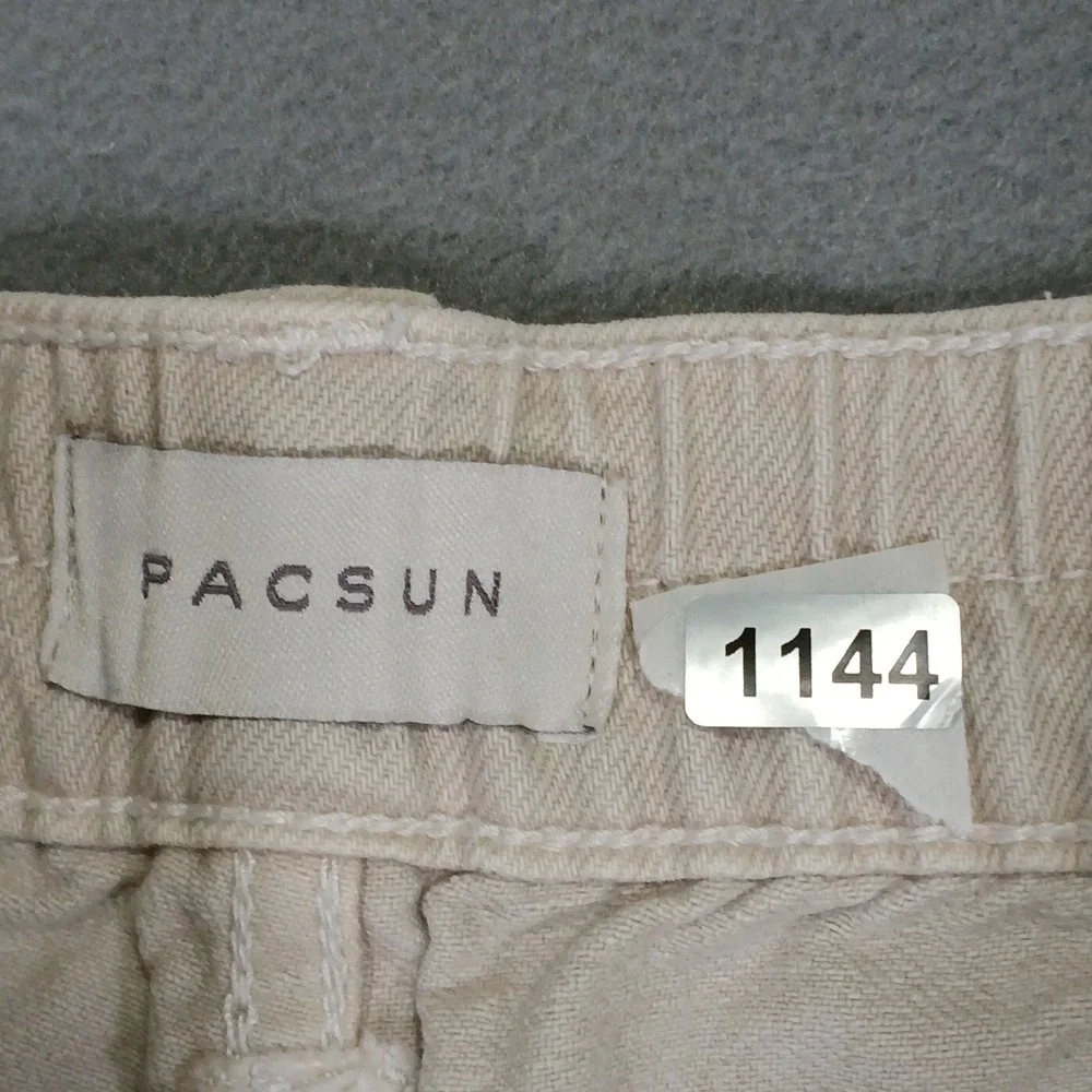 Pacsun Womens - Elastic Waist Cotton Denim Utility Cargo Pants‎ In Bone Size M